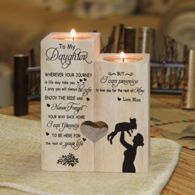 To My Daughter Gift From Mom Candle Holder With Heart