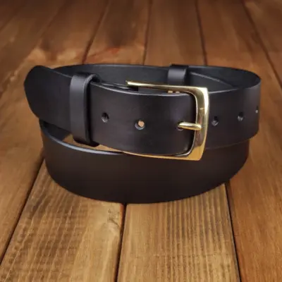Handmade Minimalist Belt with Gold Buckle, Leather Accessories