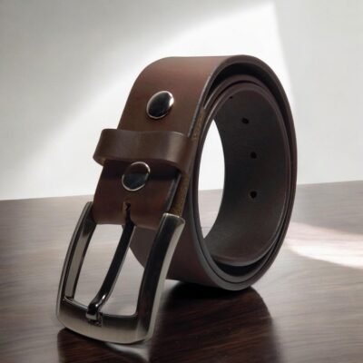 Handmade Men's Leather Belt Dark Brown