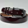 Handmade Glossy Leather Belt Full-Grain Patent Cowhide, Stainless Steel Buckle. Valentines Day Gifts.