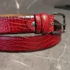 Crocodile Leather Mens Belt Bloody Red Color
